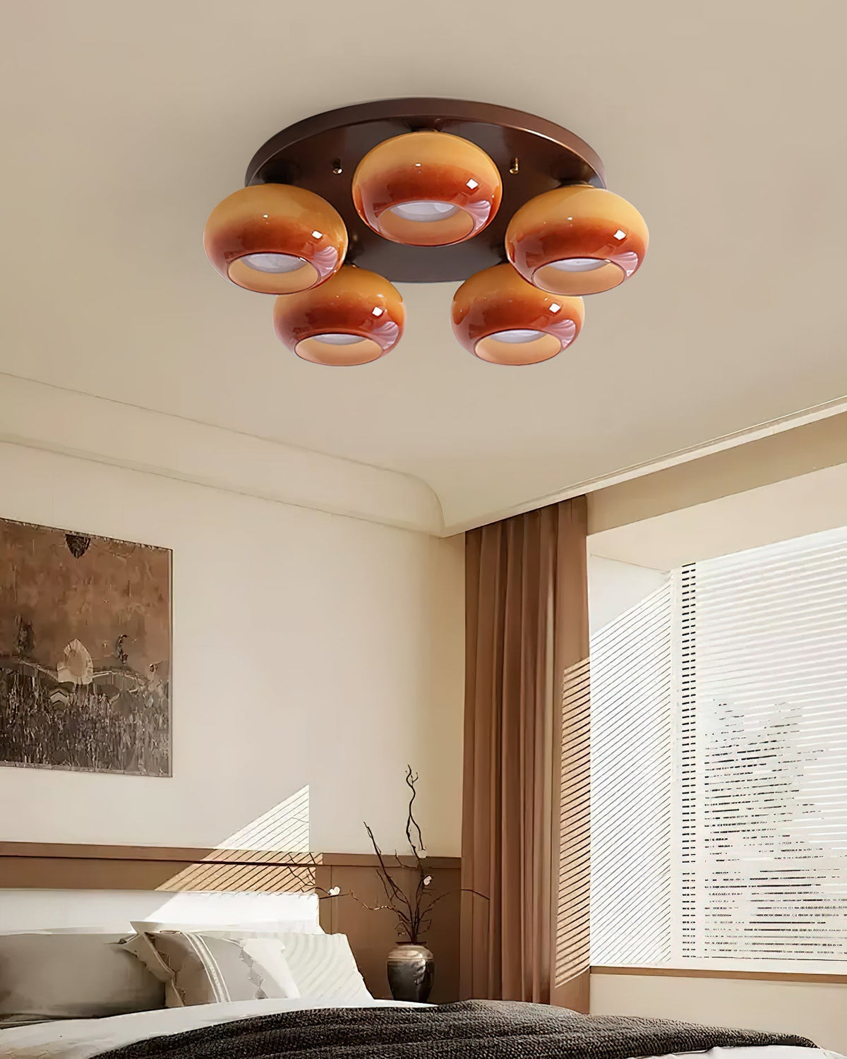 Luno 5-Light Amber Glass Flush Mount Ceiling Light