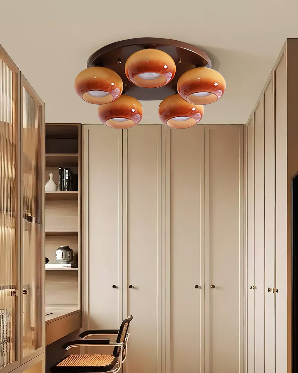 Luno 5-Light Amber Glass Flush Mount Ceiling Light