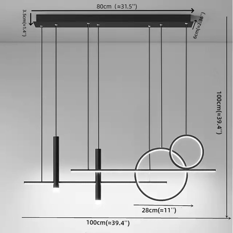 Dologen Modern Pendant Light LED, Double Circle, Gold/Black
