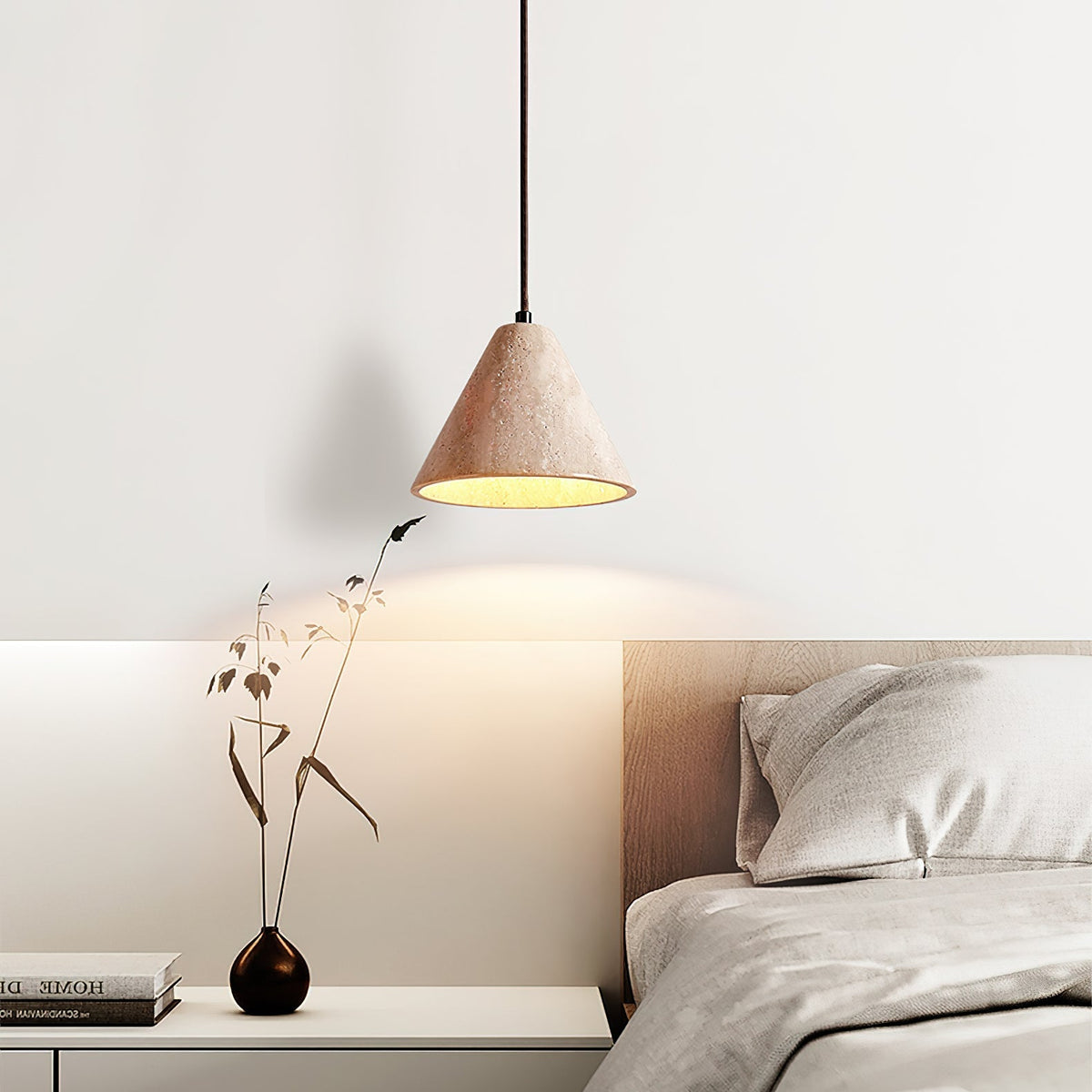 Aklan Dome Shade Travertine Pendant Light