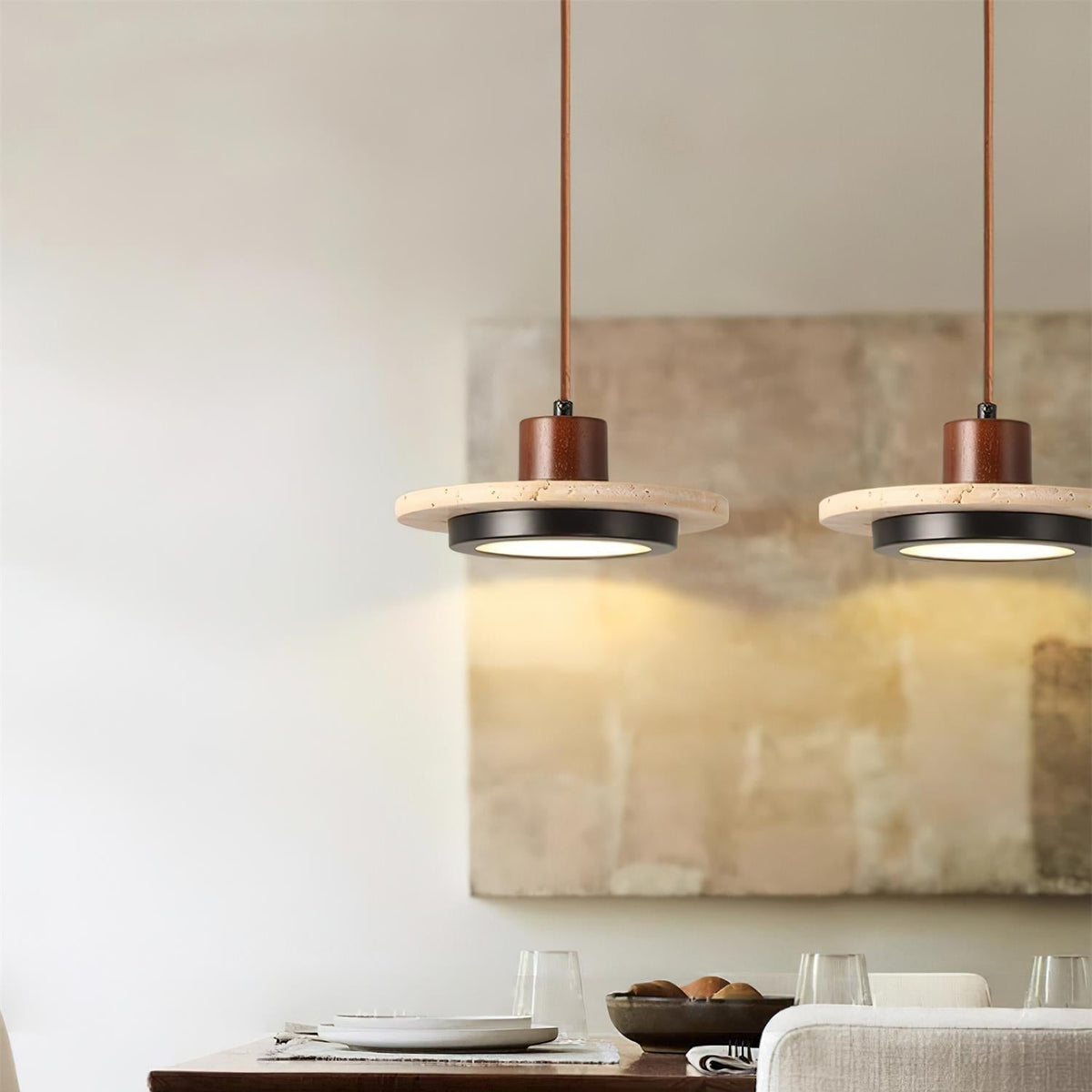 Valen Travertine LED Pendant Light