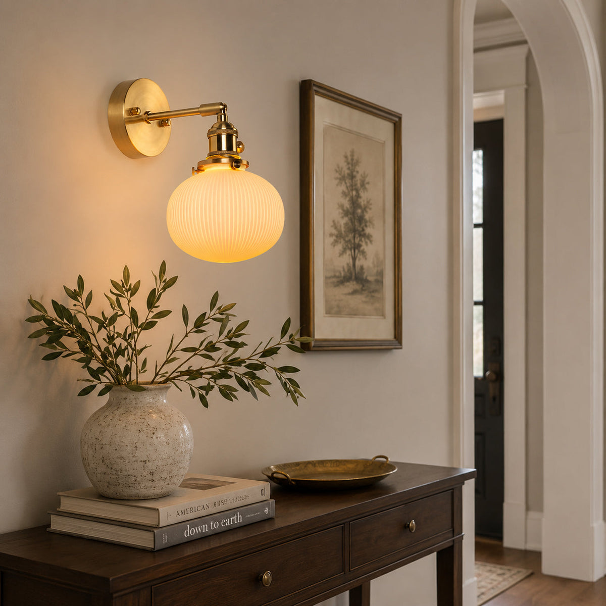 Viraenelle Ribbed Ceramics Wall Sconce