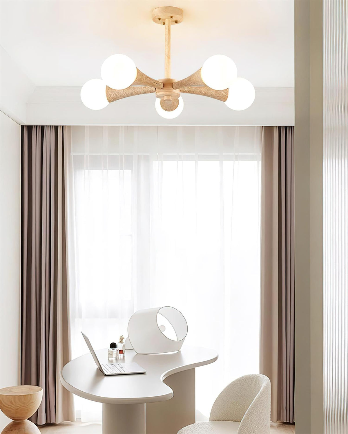 Tavenina Flush Mount Ceiling Light Wood Travertine