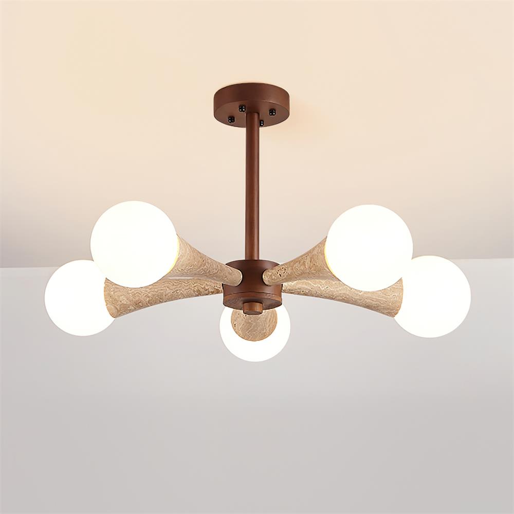 Tavenina Flush Mount Ceiling Light Wood Travertine