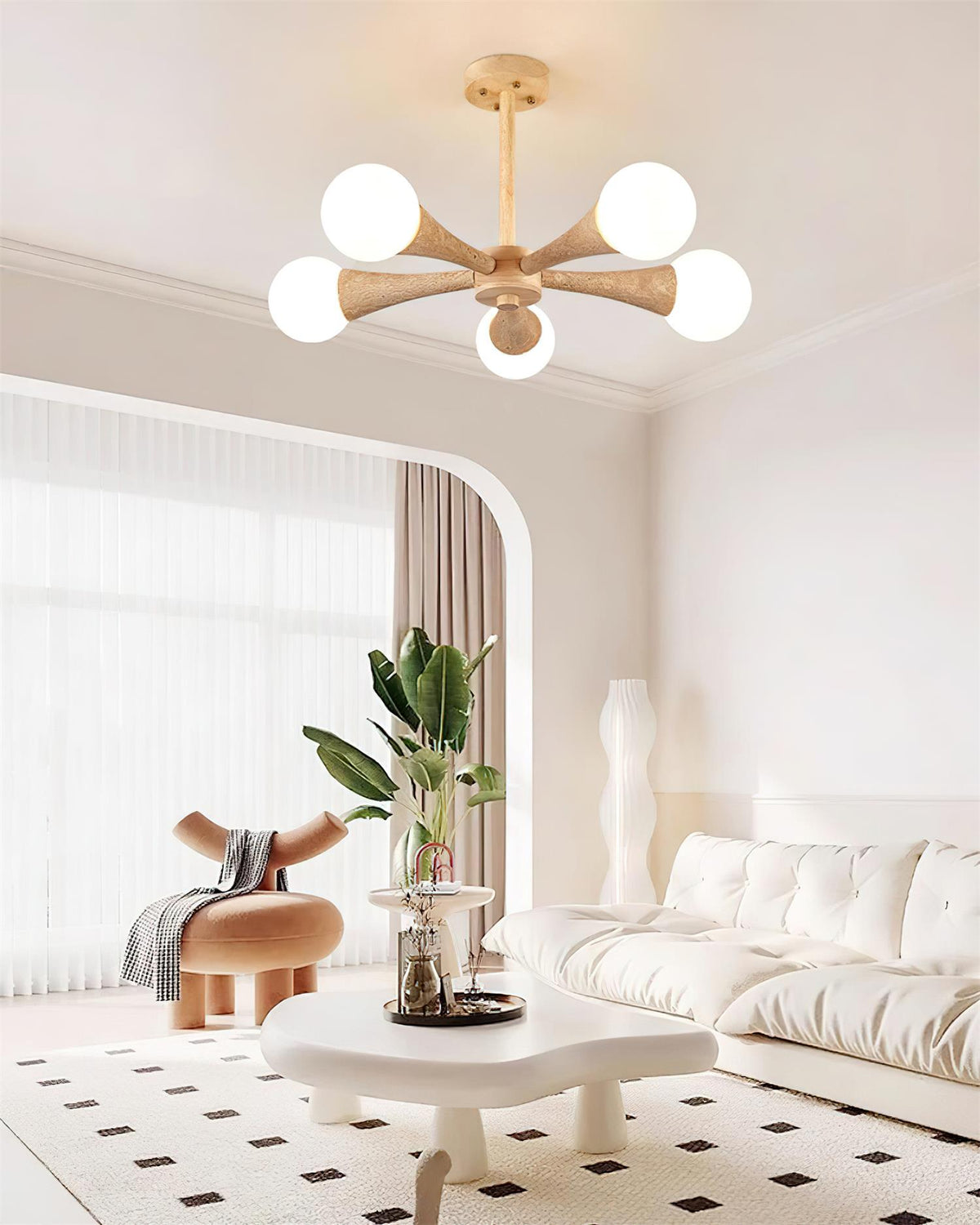 Tavenina Flush Mount Ceiling Light Wood Travertine