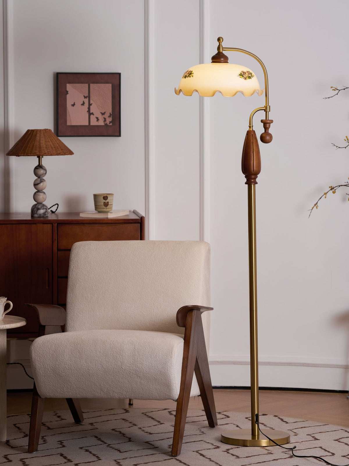 Volorel Vintage Glass Floor Lamp