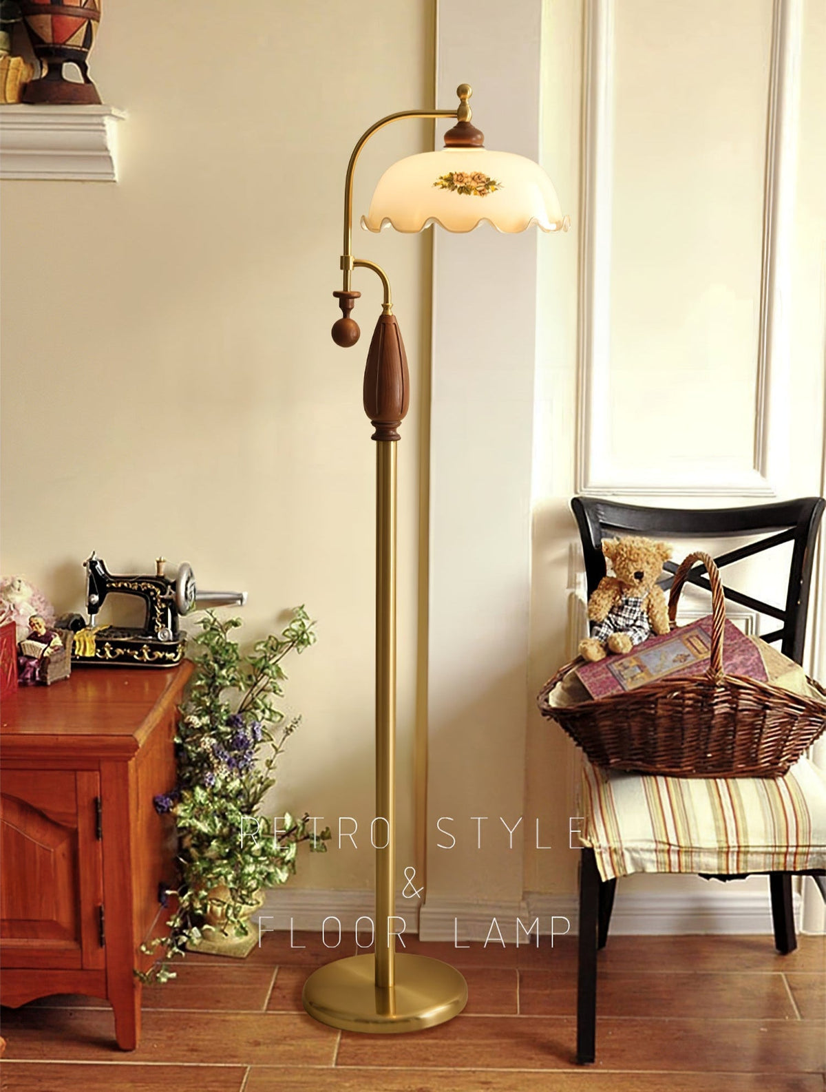 Volorel Vintage Glass Floor Lamp