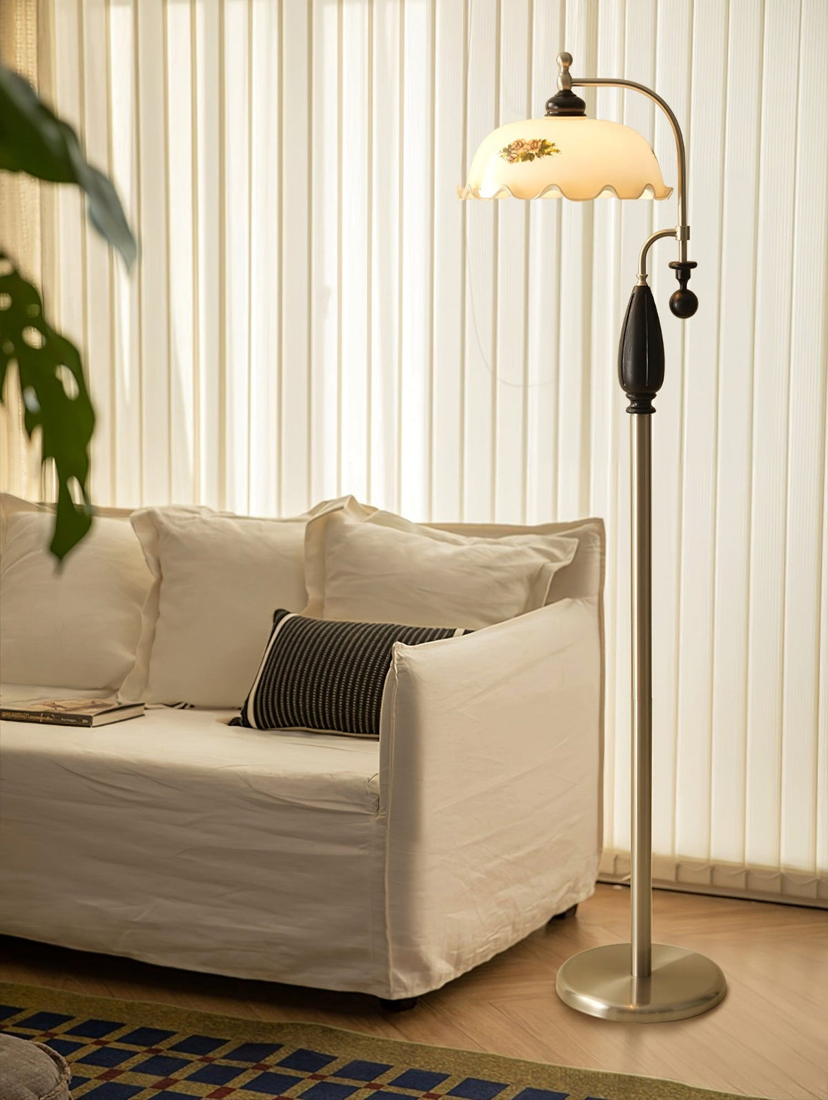 Volorel Vintage Glass Floor Lamp