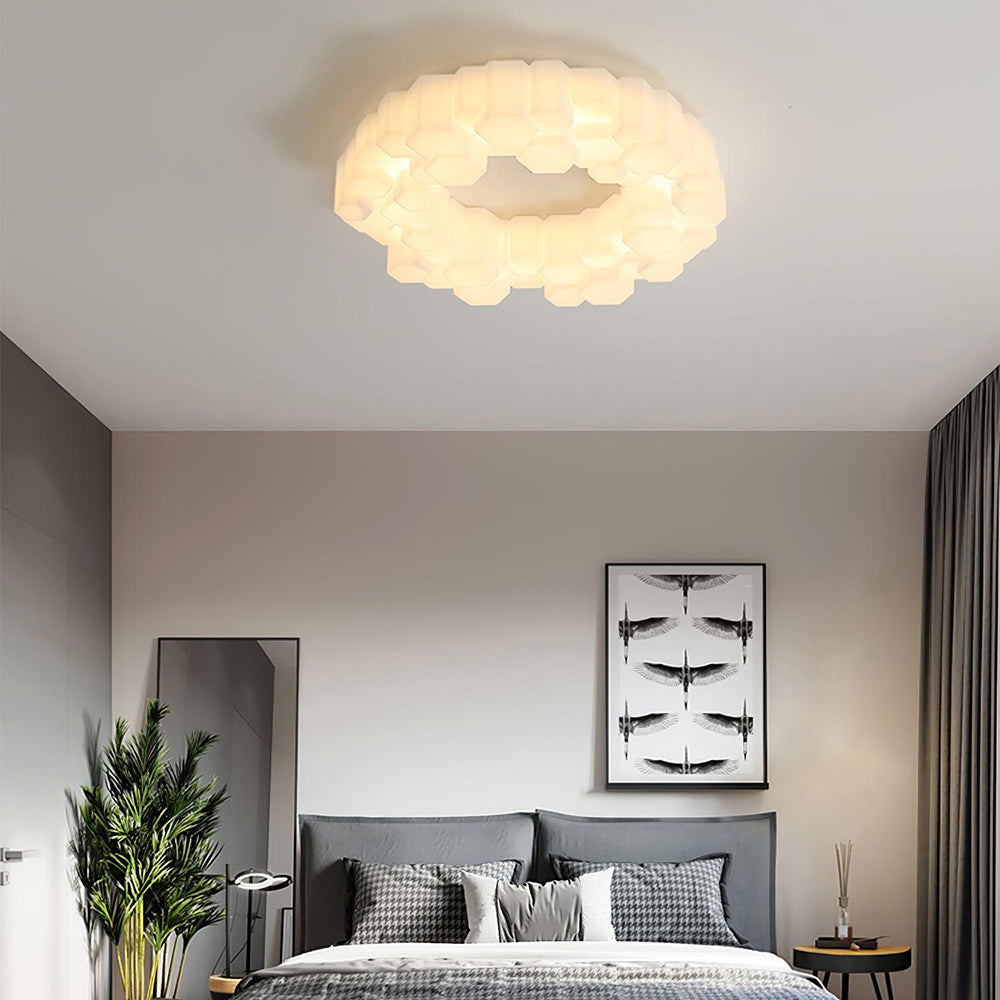 Gupabod Honeycomb Metal/ Flush Mount Ceiling Light, White