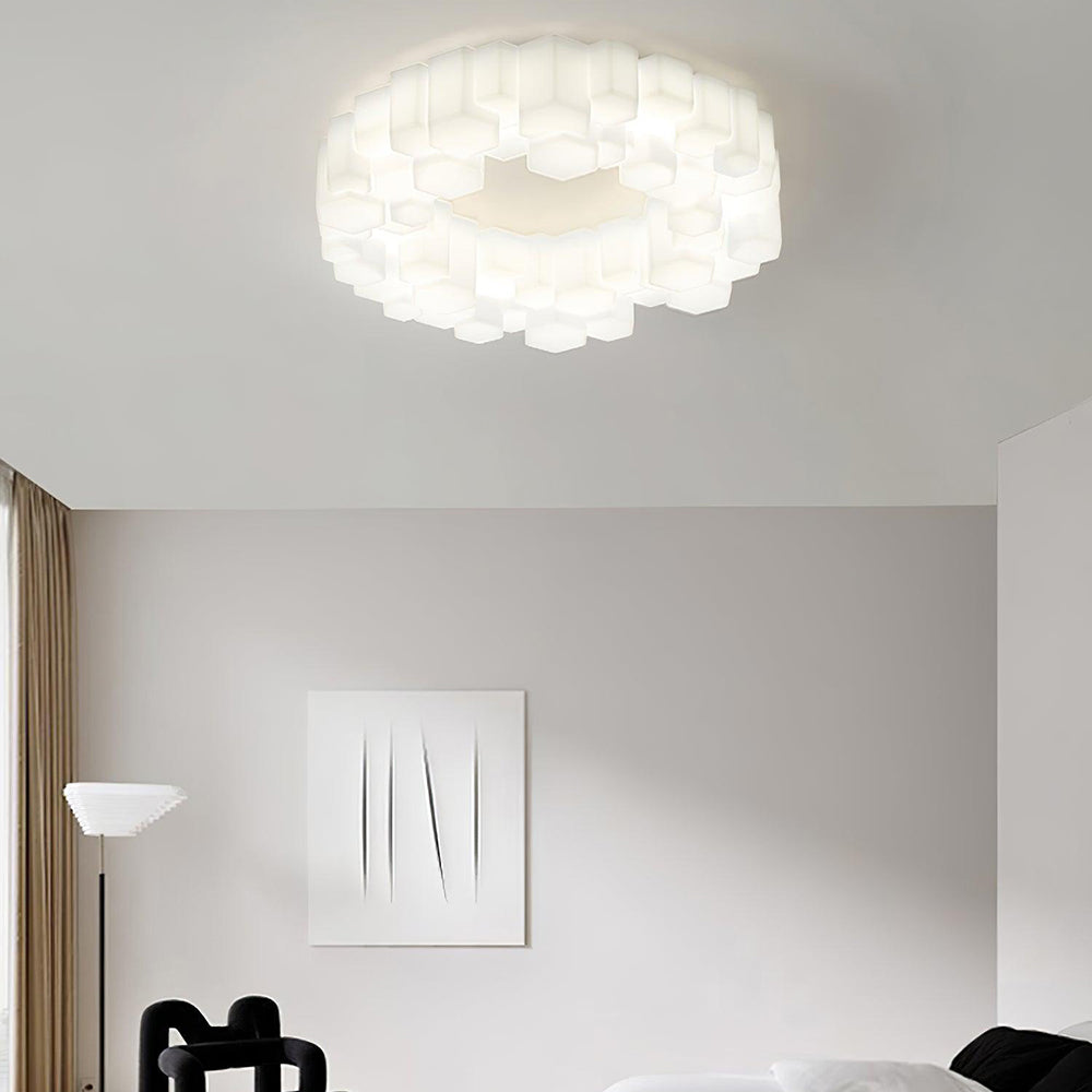 Gupabod Honeycomb Metal/ Flush Mount Ceiling Light, White