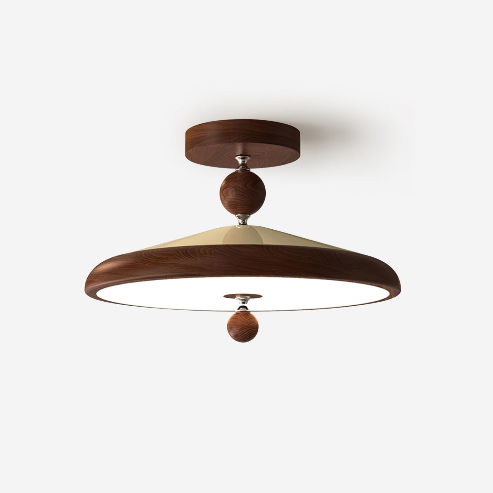 Sorvian Ceiling Light Wooden Frame Round Midcentury