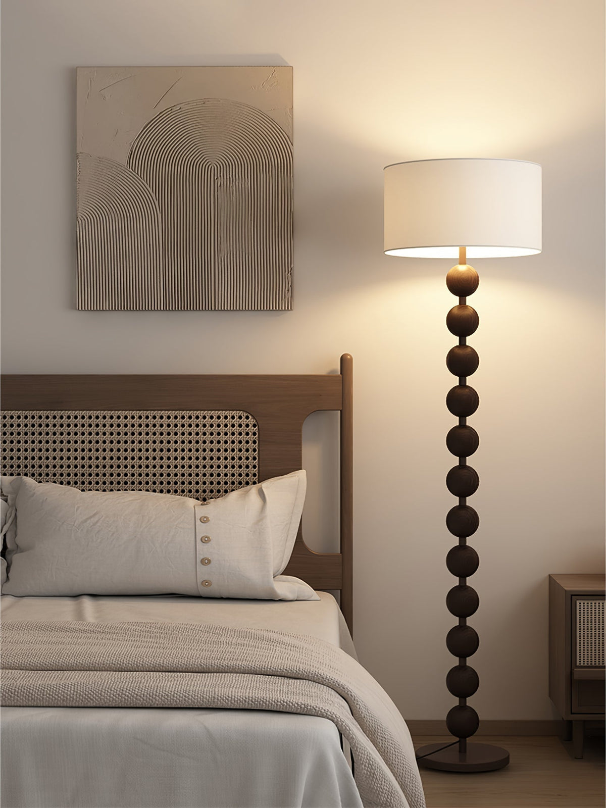 Paston Wood Fabric Floor Lamp