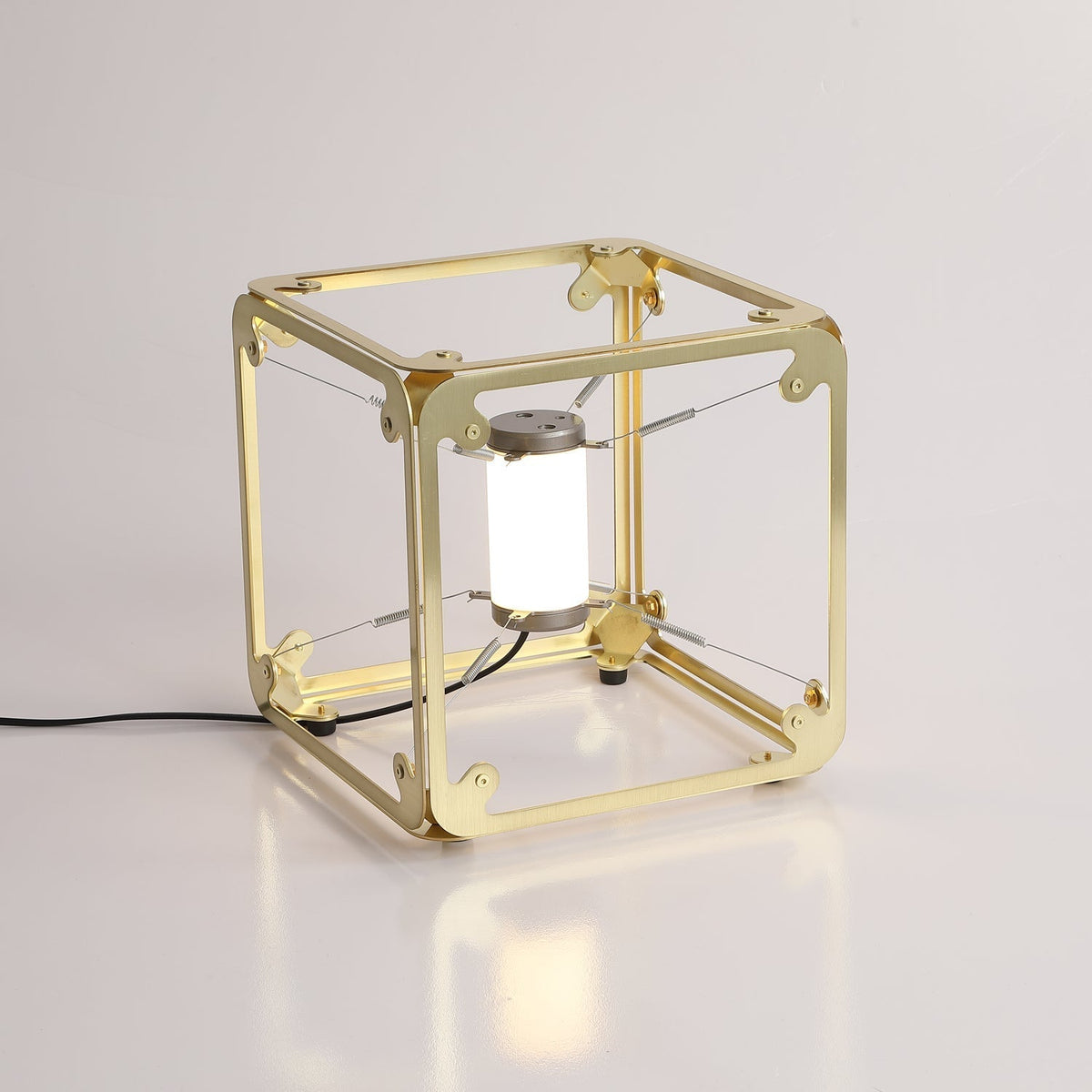 GridGlow Industrial Brass Table Lamp