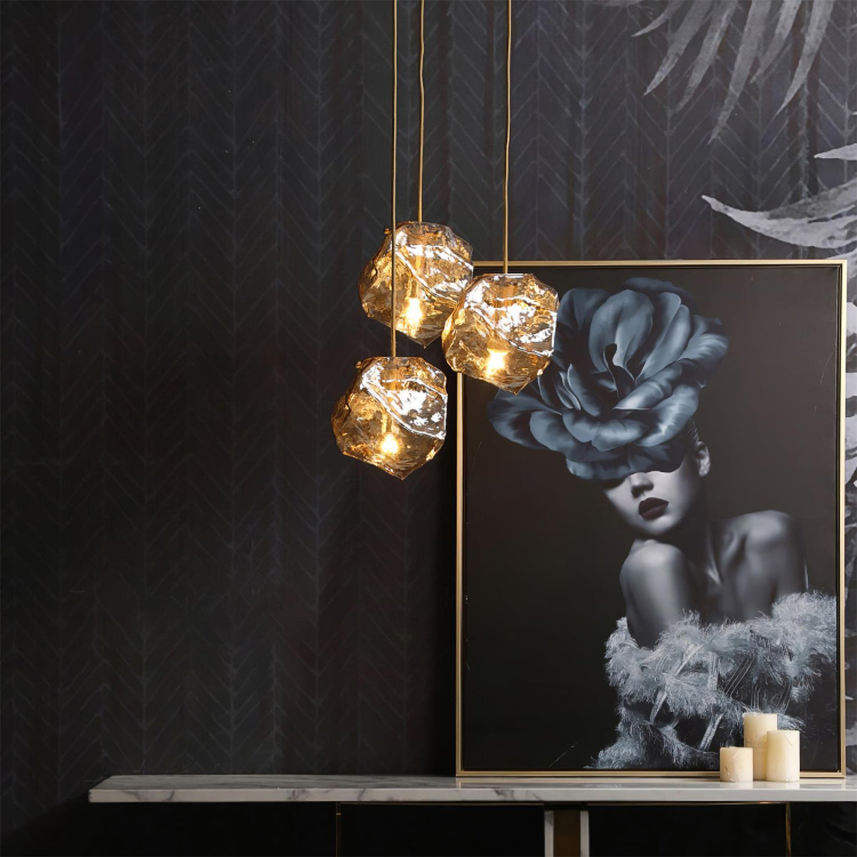 Jabeval Glass Pendant Light Brass