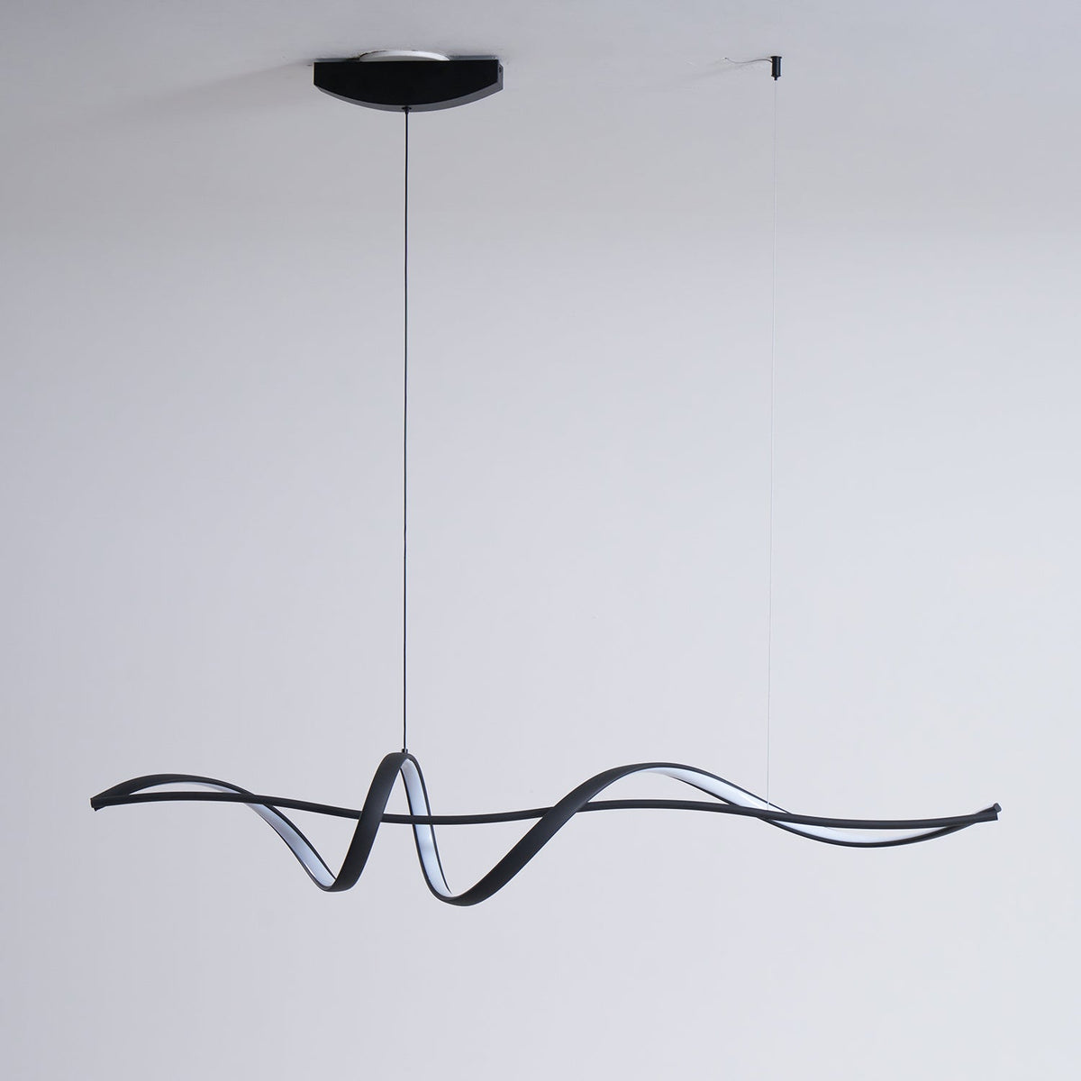 Calelina Modern Black LED Wave Pendant Light