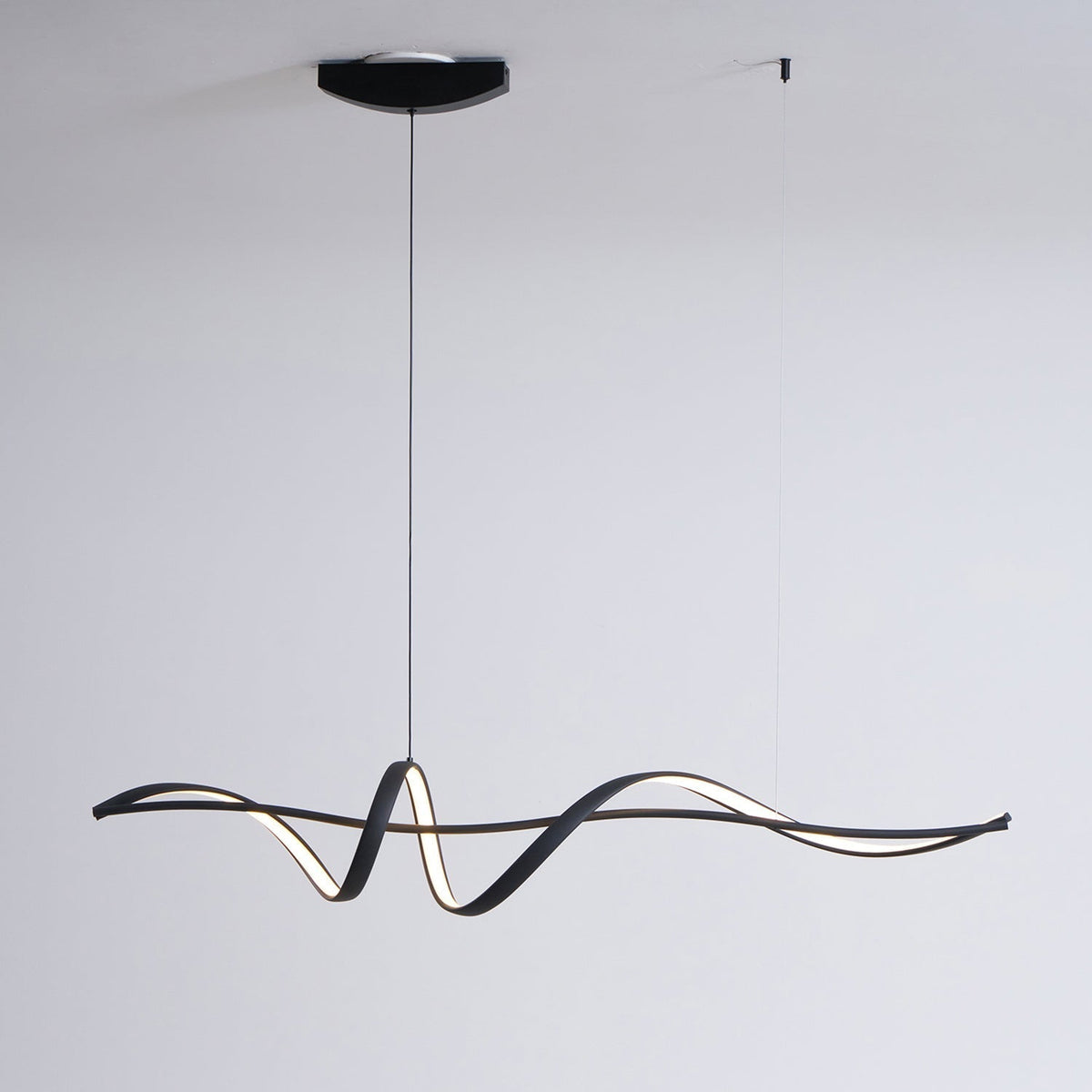 Calelina Modern Black LED Wave Pendant Light