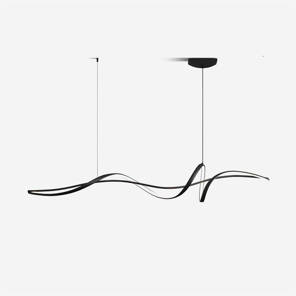 Calelina Modern Black LED Wave Pendant Light