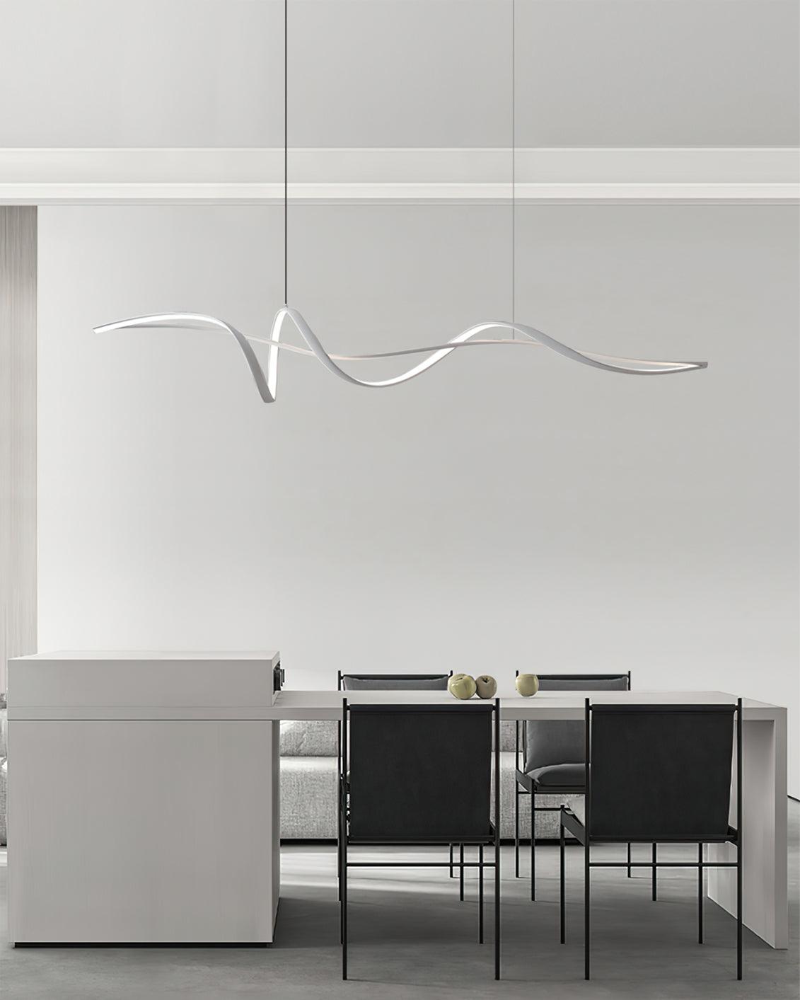 Calelina Modern Black LED Wave Pendant Light