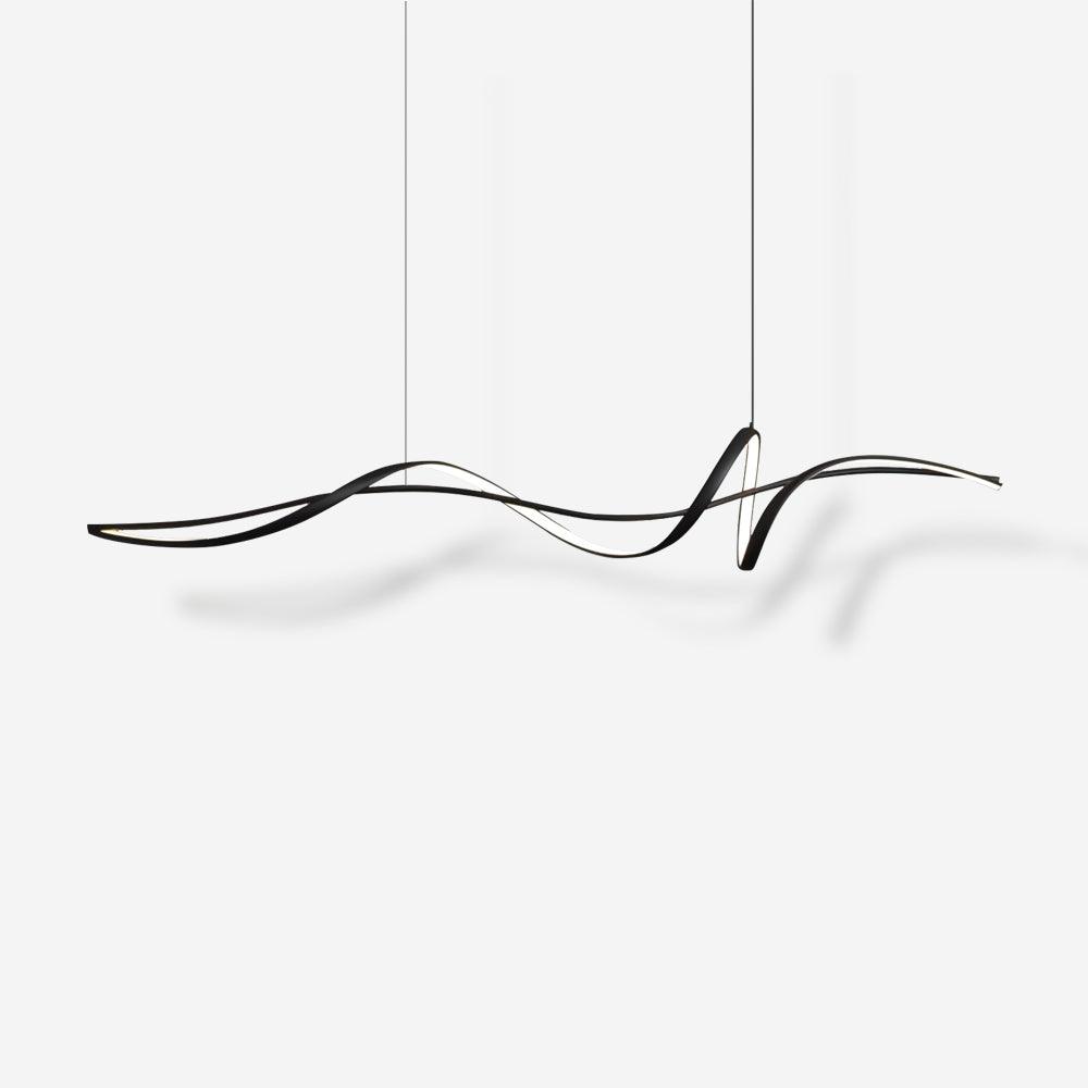 Calelina Modern Black LED Wave Pendant Light