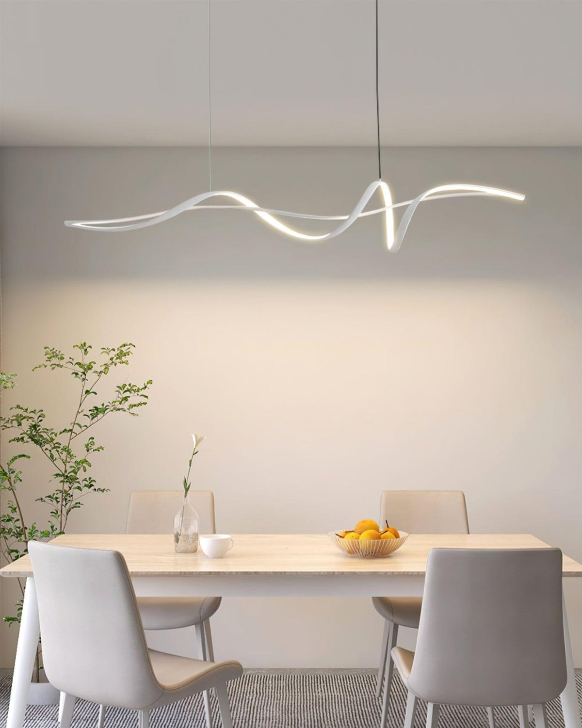 Calelina Modern Black LED Wave Pendant Light