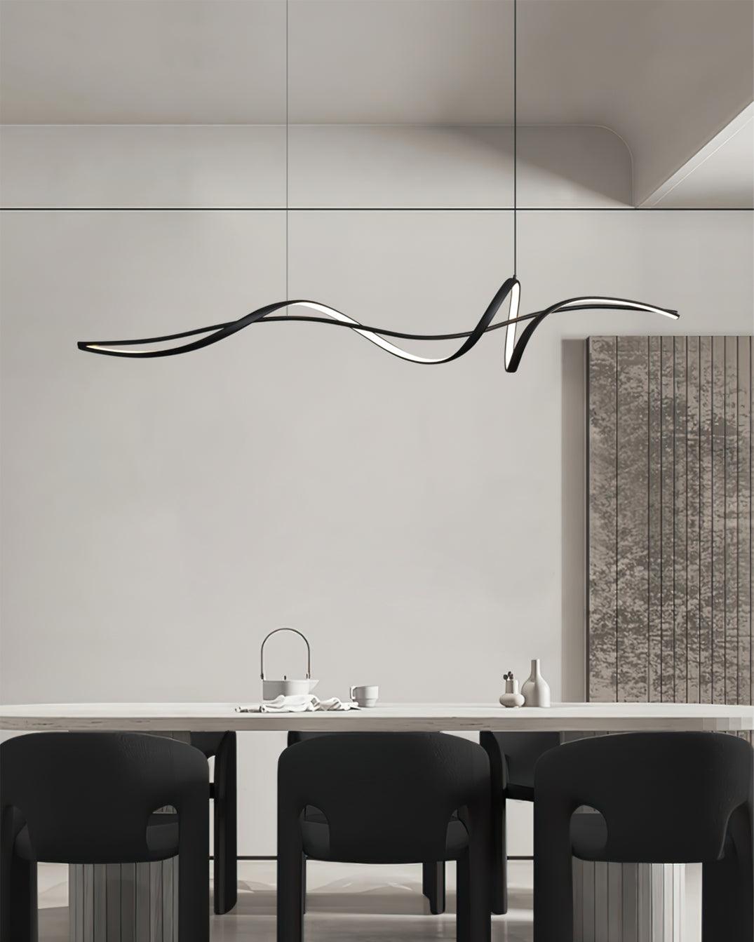 Calelina Modern Black LED Wave Pendant Light