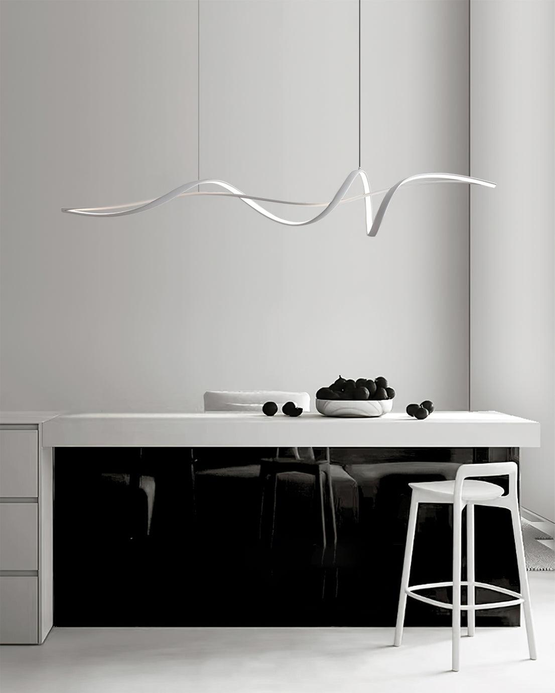 Calelina Modern Black LED Wave Pendant Light