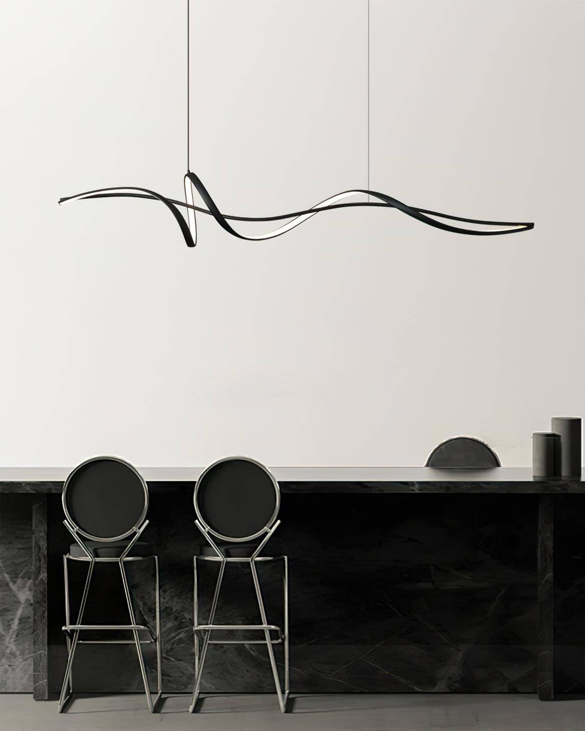 Calelina Modern Black LED Wave Pendant Light