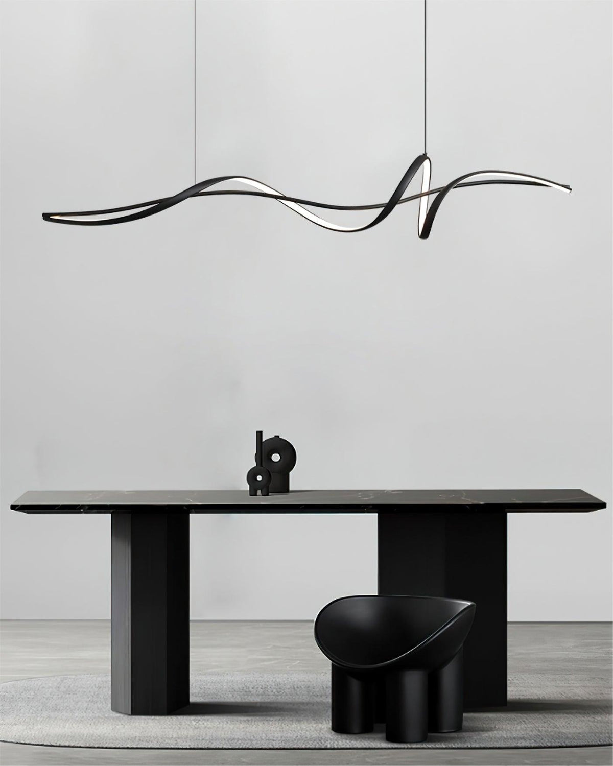 Calelina Modern Black LED Wave Pendant Light