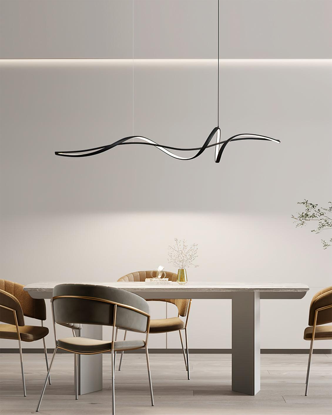 Calelina Modern Black LED Wave Pendant Light