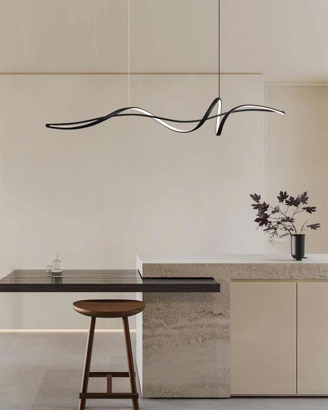Calelina Modern Black LED Wave Pendant Light