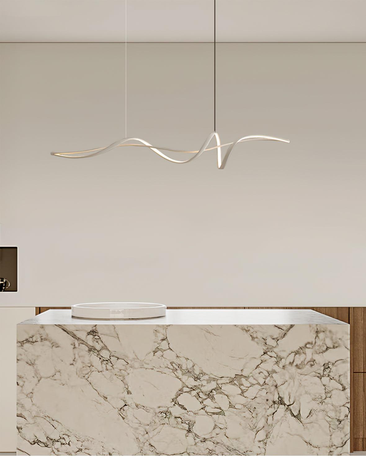 Calelina Modern Black LED Wave Pendant Light