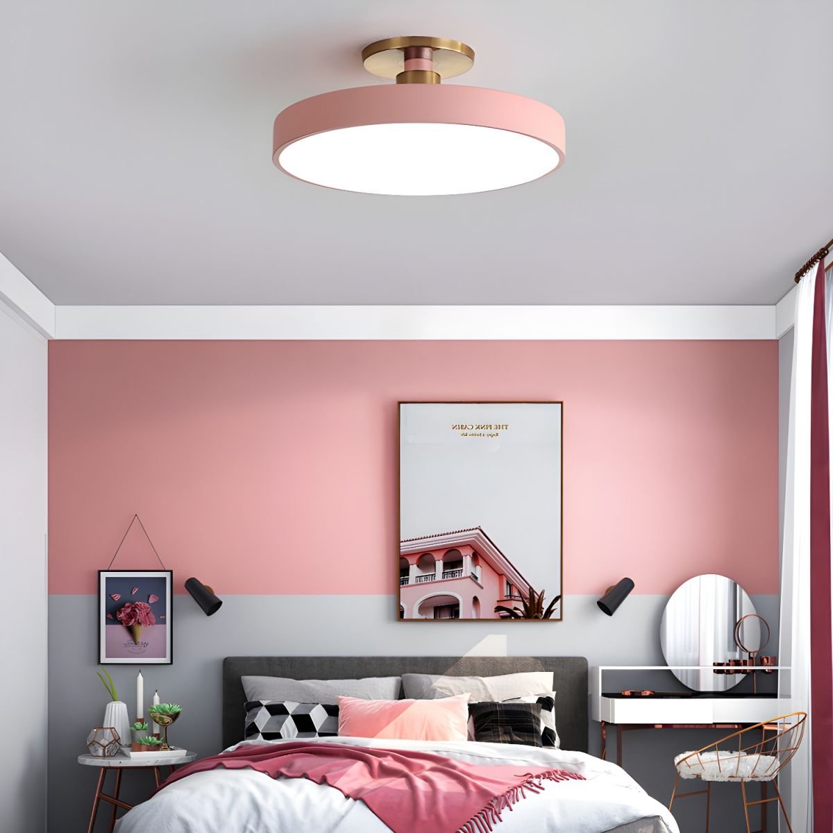 Aureiella Ceiling Lamp Flush Mount Black and Gold Modern
