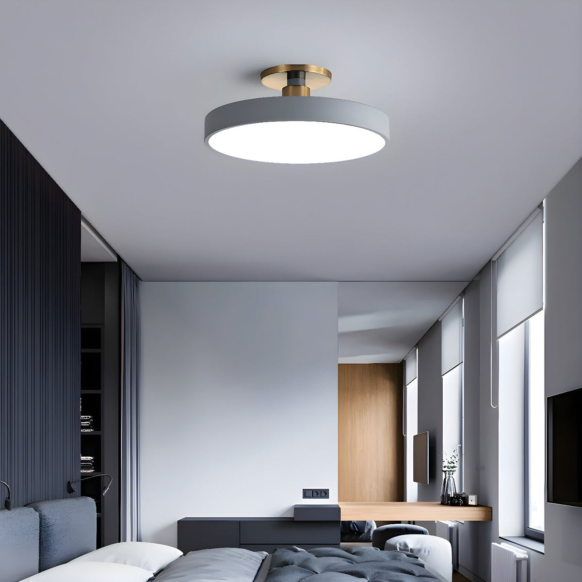 Aureiella Ceiling Lamp Flush Mount Black and Gold Modern