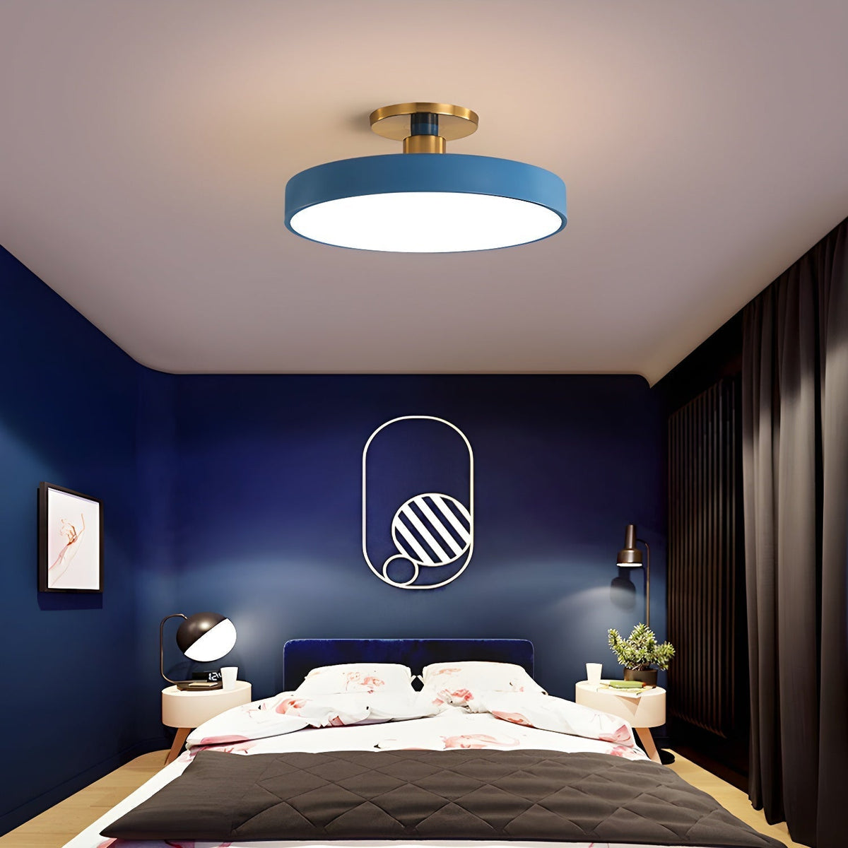 Aureiella Ceiling Lamp Flush Mount Black and Gold Modern