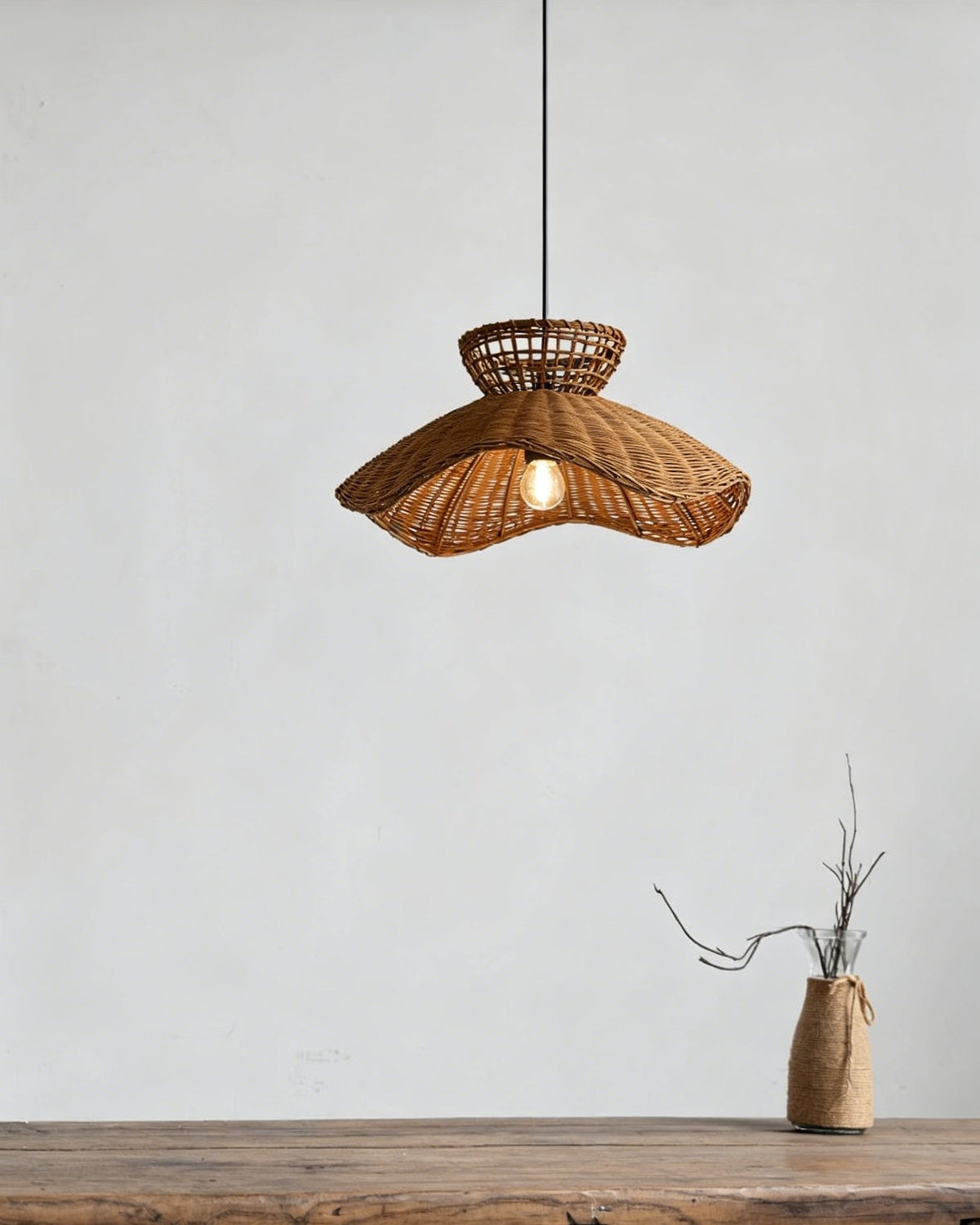 Raviraine Rattan Wave Pendant Light