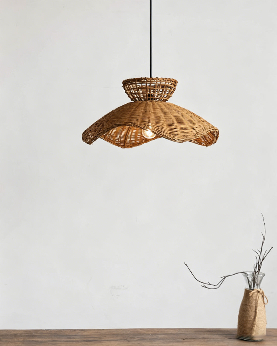 Raviraine Rattan Wave Pendant Light