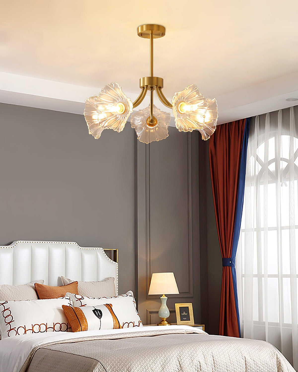 Fife Chandelier Flower Glass with Brass Finish