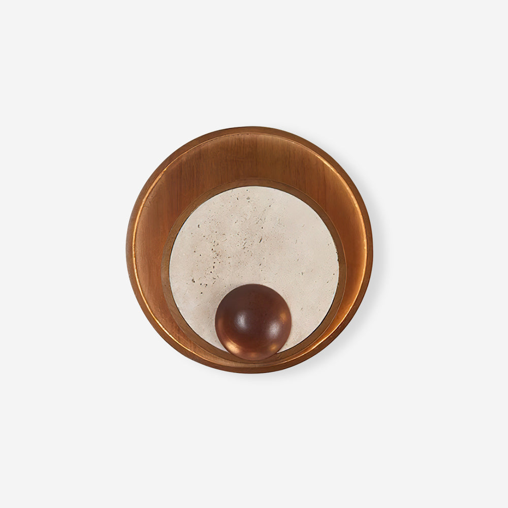 Noriviella Wall Lamp Travertine Circular Wooden Frame