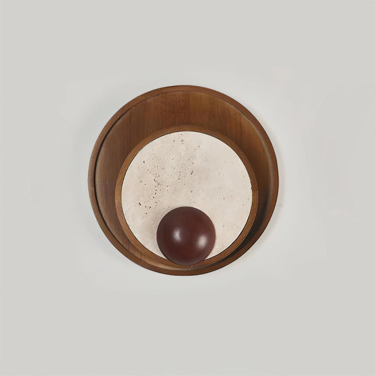 Noriviella Wall Lamp Travertine Circular Wooden Frame
