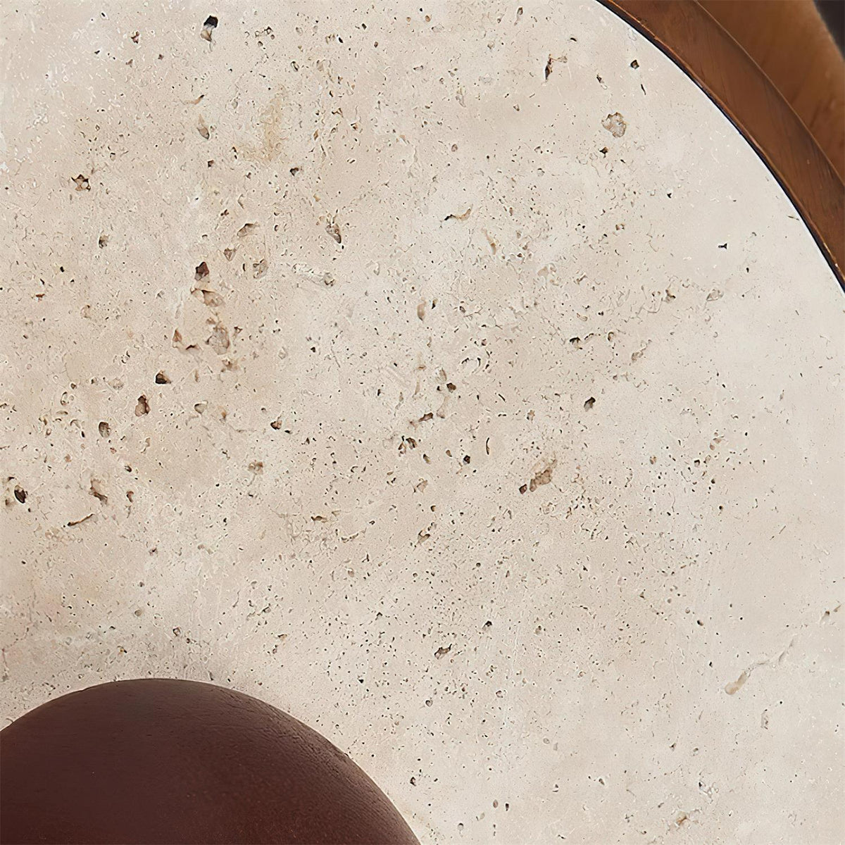 Noriviella Wall Lamp Travertine Circular Wooden Frame