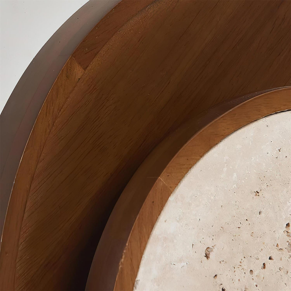 Noriviella Wall Lamp Travertine Circular Wooden Frame