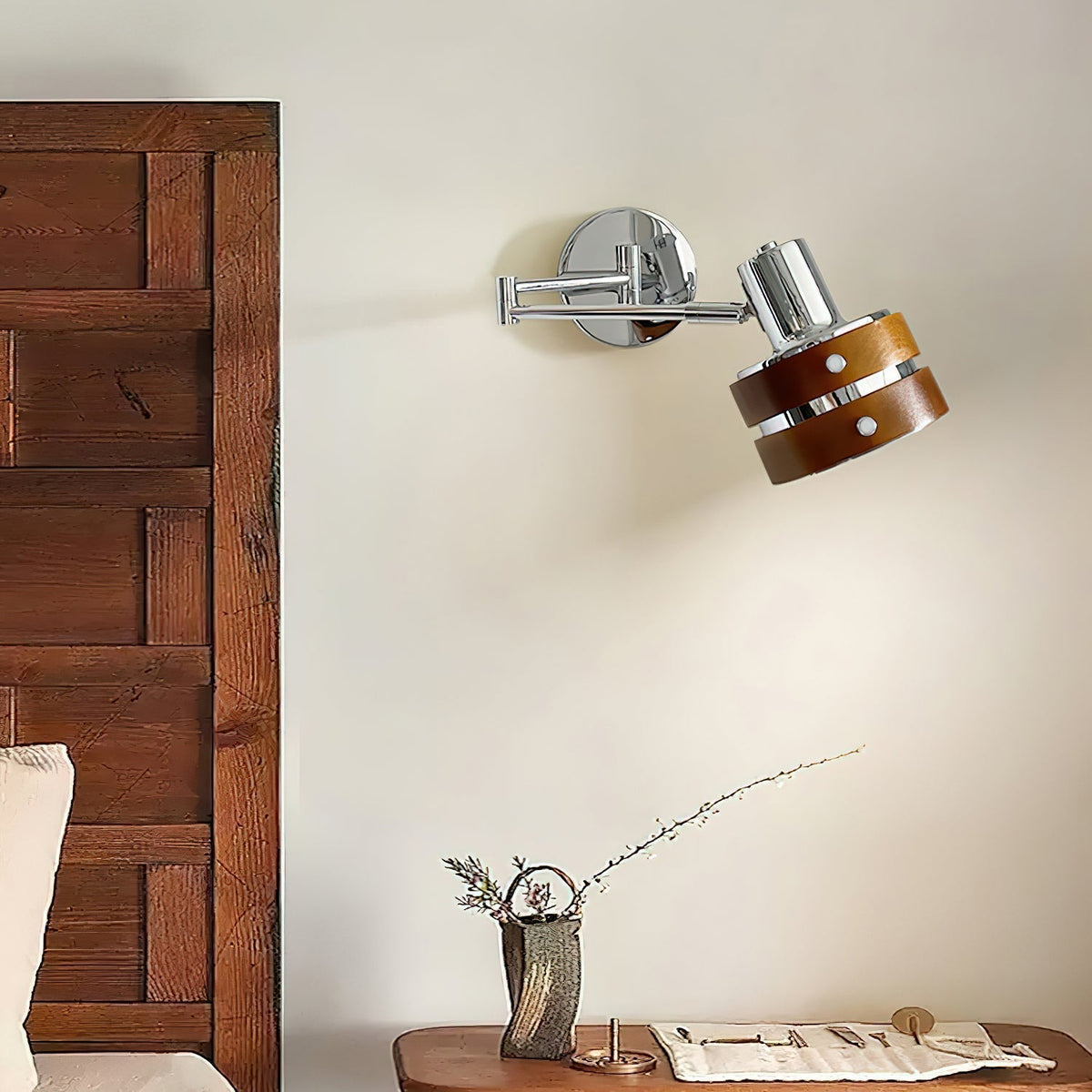 Karry Wall Lamp Wood Adjustable Mid-Century
