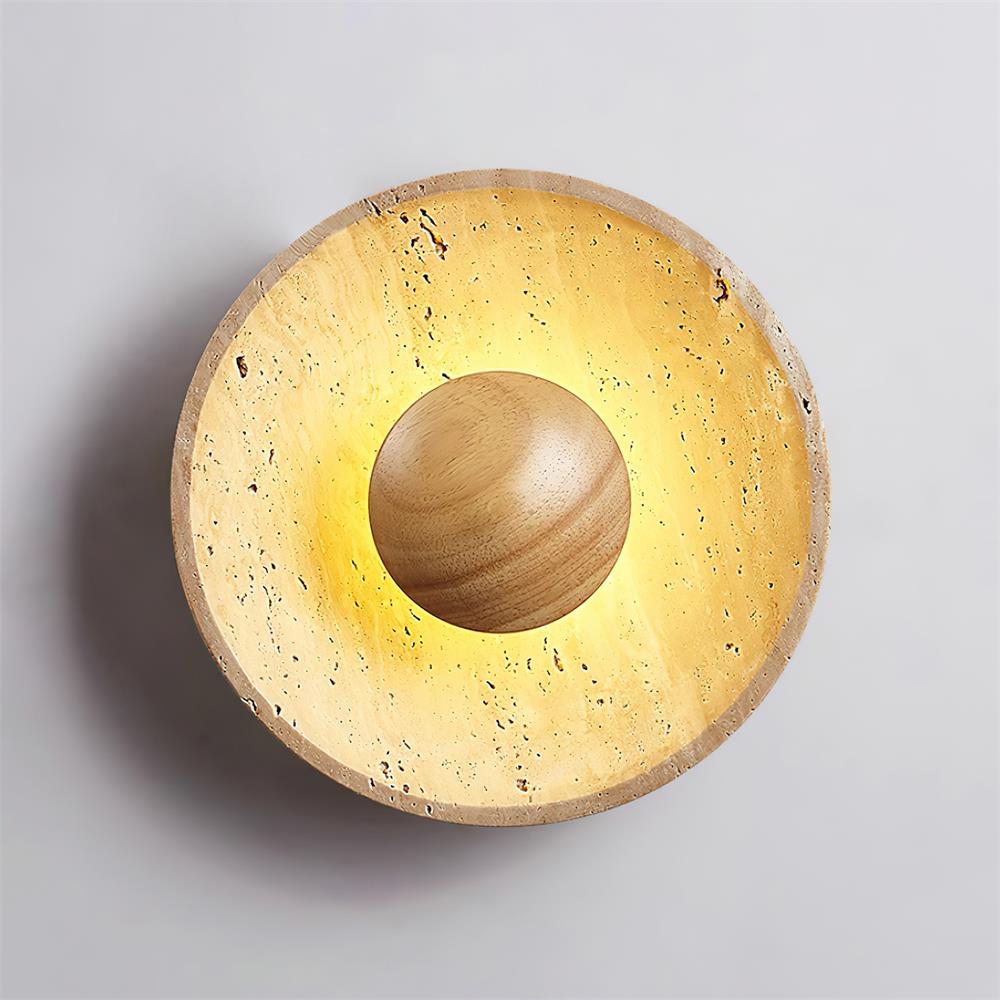 Norvian Wall Lamp Round Travertine Minimalist