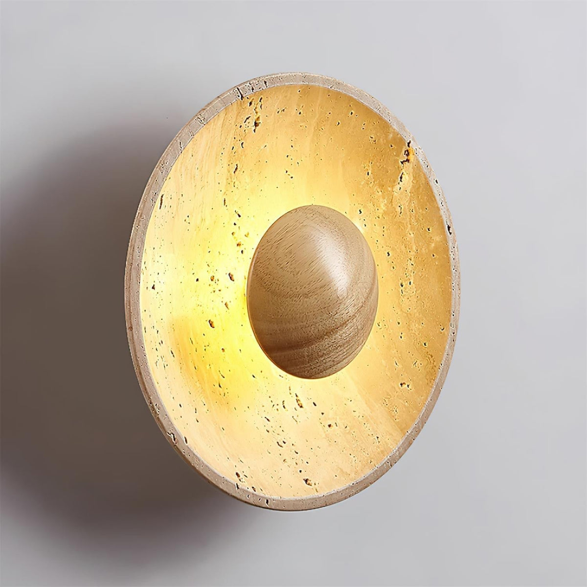 Norvian Wall Lamp Round Travertine Minimalist