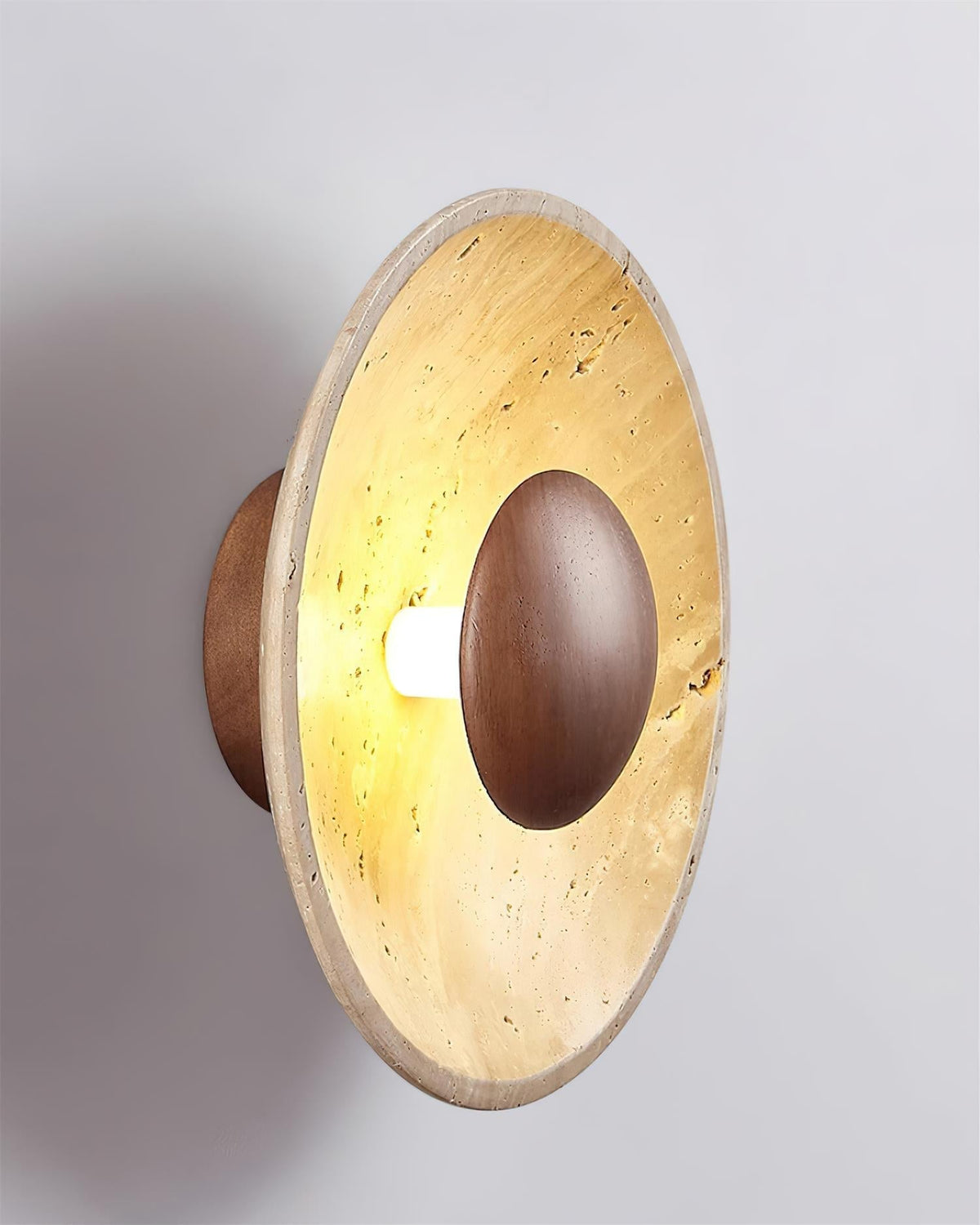 Norvian Wall Lamp Round Travertine Minimalist