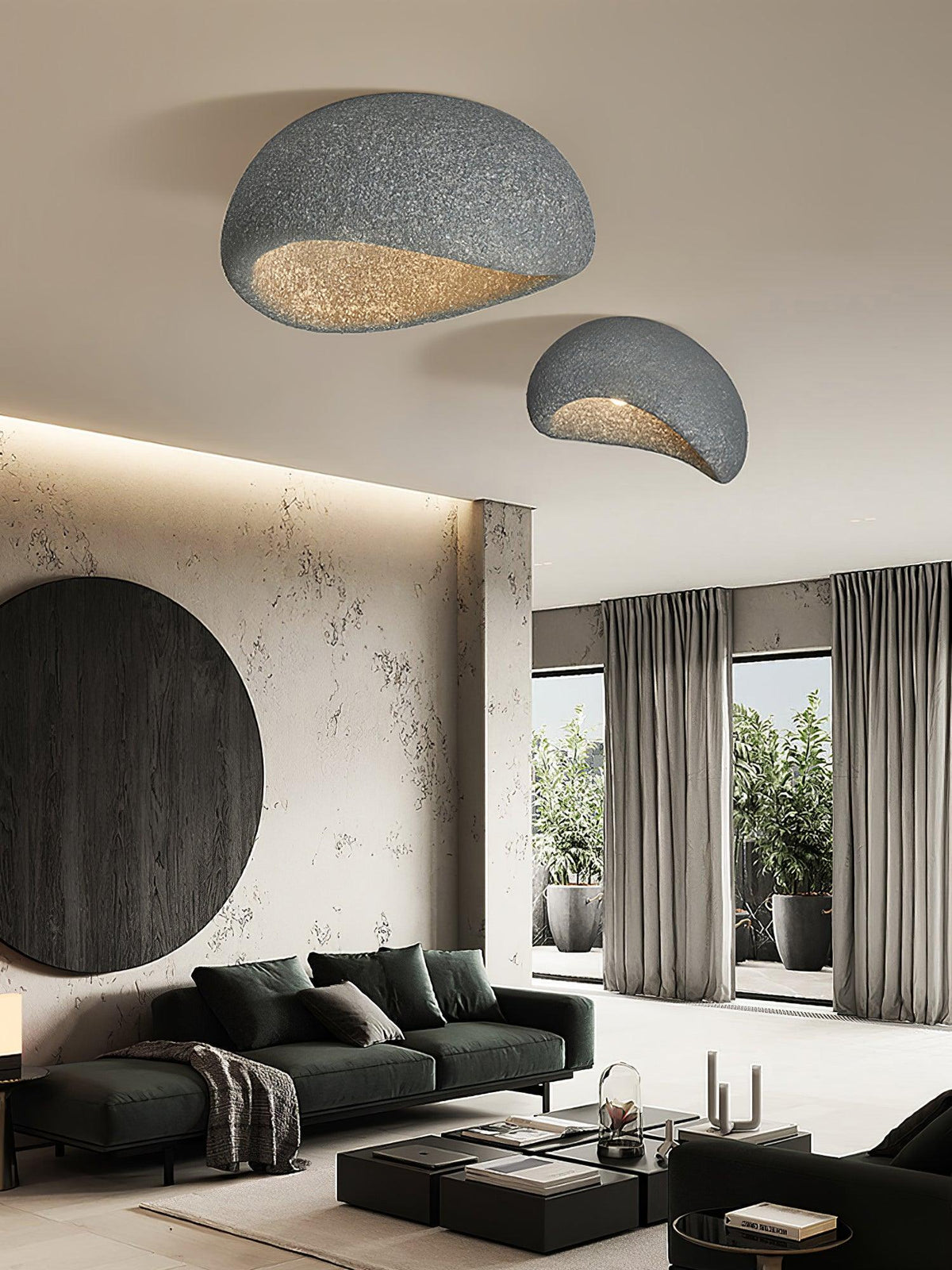 Rivenira Ceiling Lamp with Japanese Wabi-Sabi Moon
