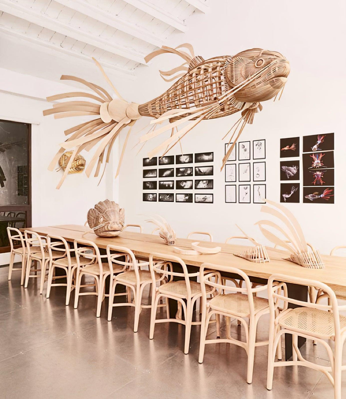 KOI Chandelier Wooden Fish Handmade