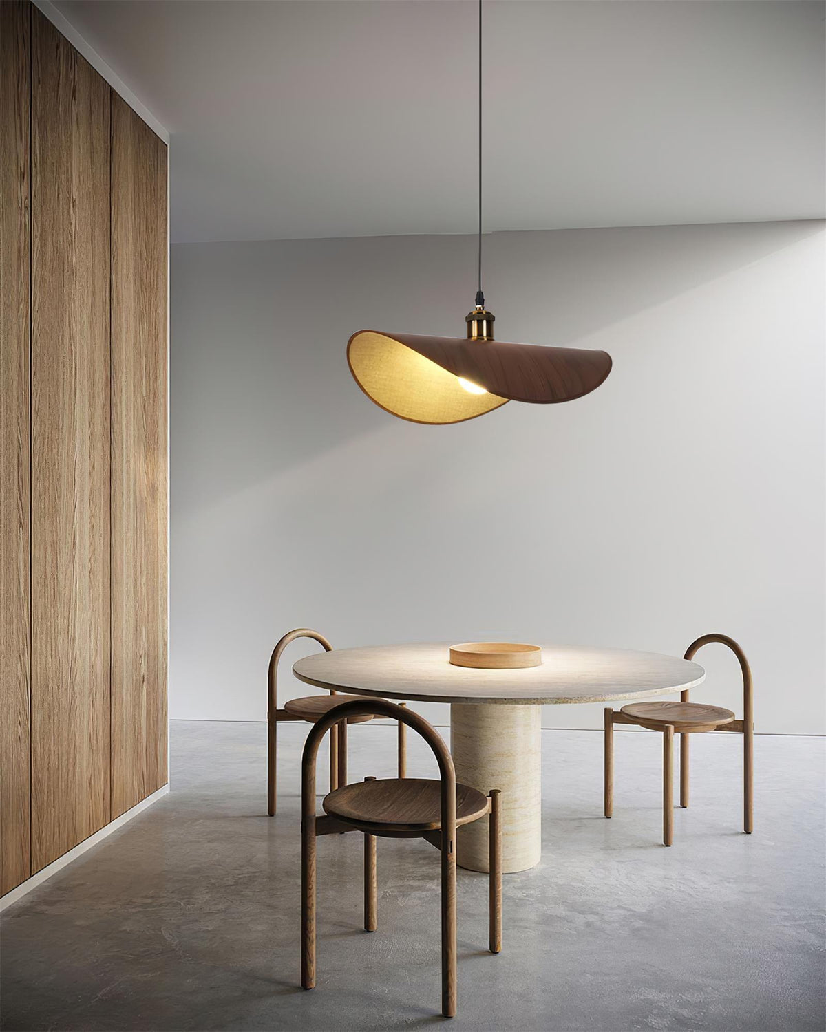 Mirelle Pendant Lamp Linen Fabric Shade Wood Minimalist