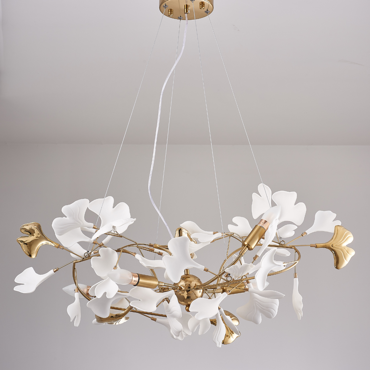 Navirin Luxury Ceramic Chandelier Large Foyer, Gingko leaf, Living Room