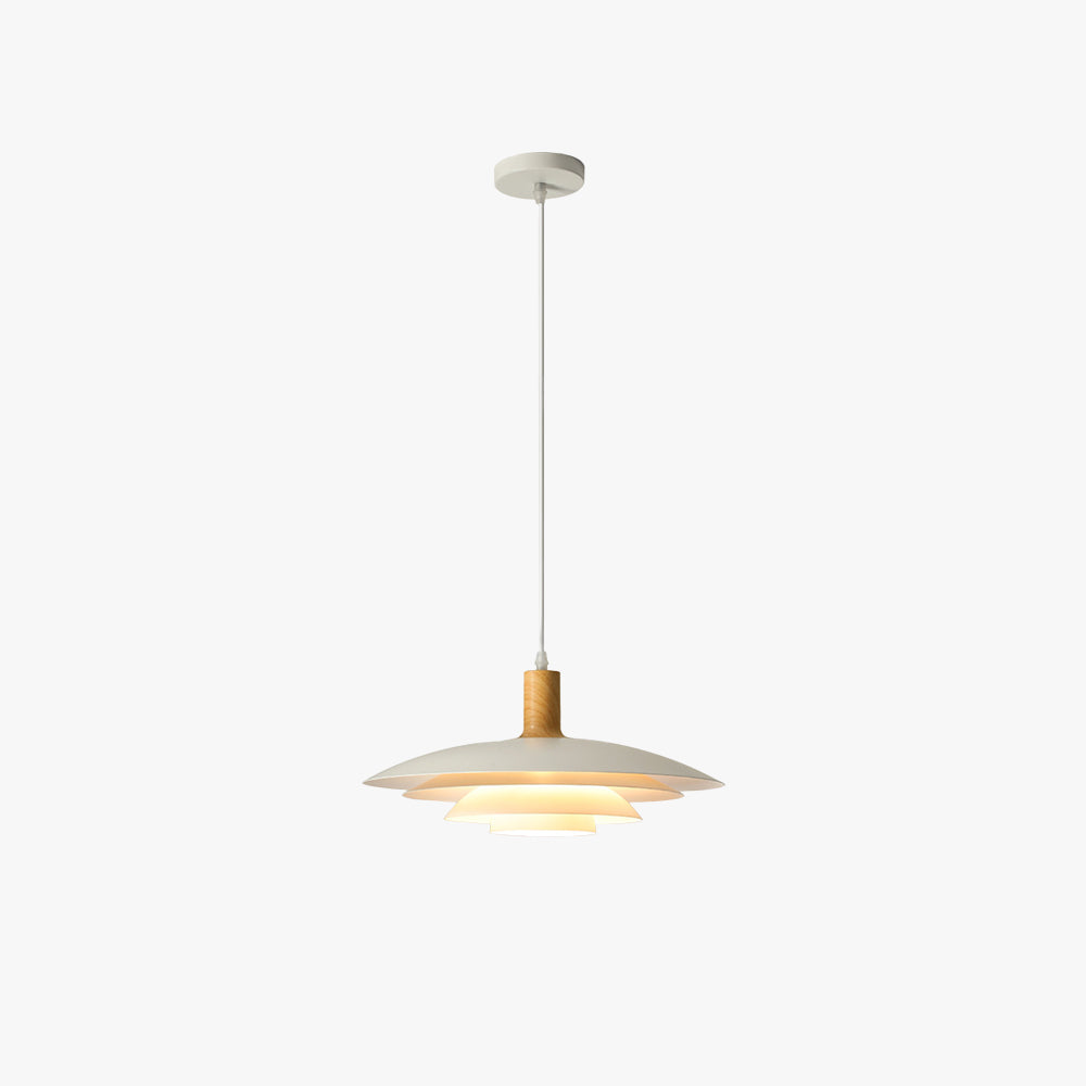 Debapak Modern LED Pendant Light White Wood Metal Bedroom